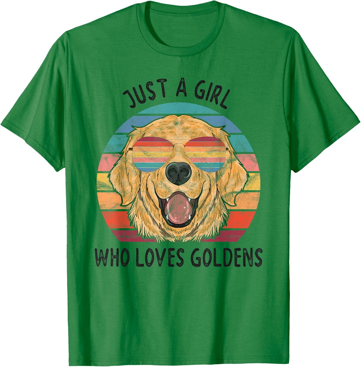 Girl Who Loves Golden Retrievers Dogs T-Shirt - T-Shirt | Irish Green