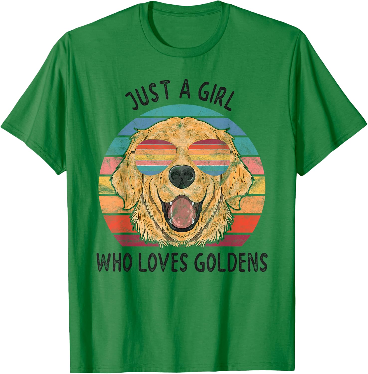 Girl Who Loves Golden Retrievers Dogs T-Shirt - T-Shirt | Irish Green