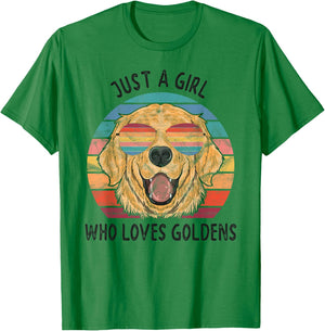 Girl Who Loves Golden Retrievers Dogs T-Shirt - T-Shirt | Irish Green