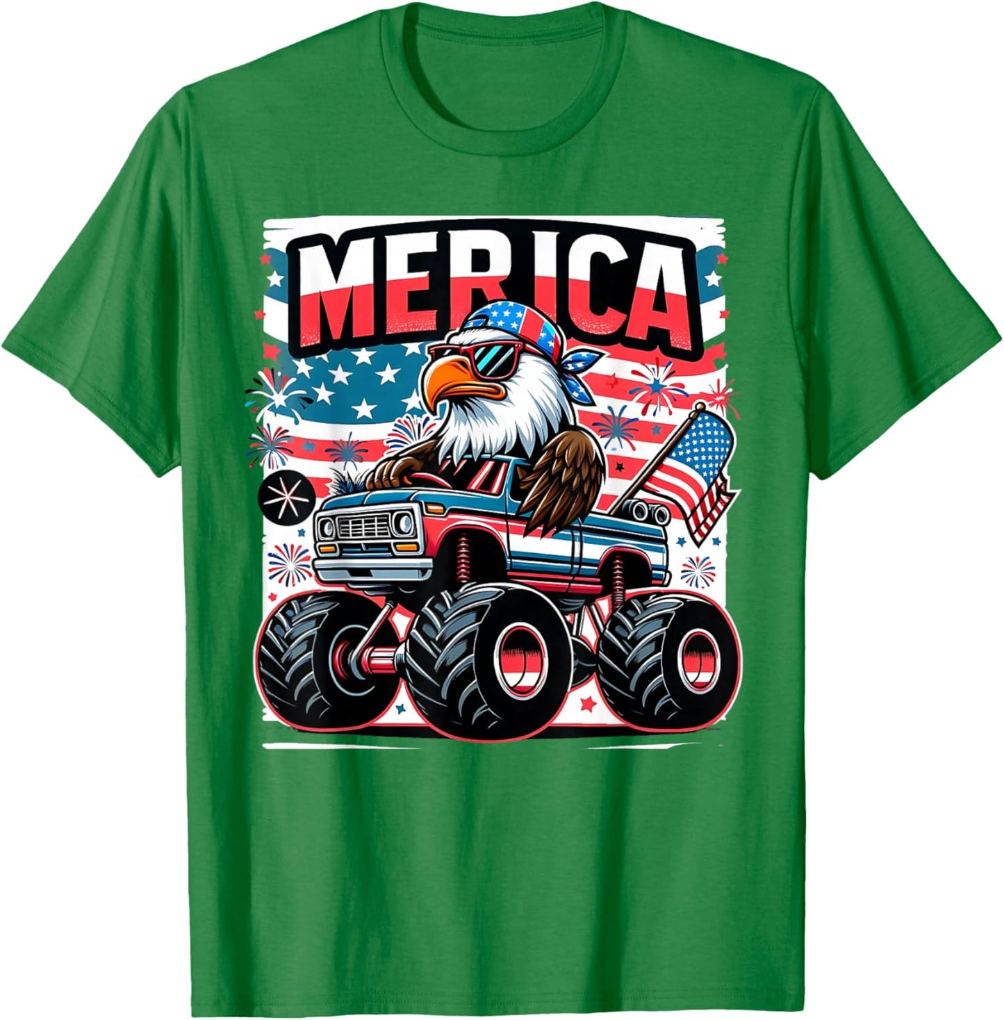 Merica 4th of July Shirts Boys Kids American Flag Eagle USA T-Shirt - T-Shirt | Irish Green