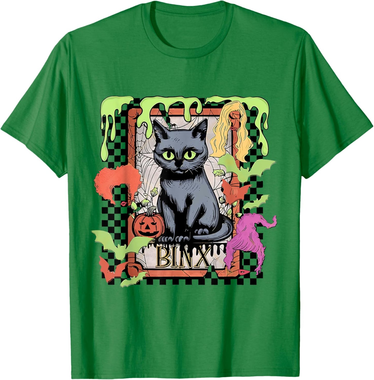 Black Cat Witch Binx Halloween Women Kids T-Shirt - T-Shirt | Irish Green