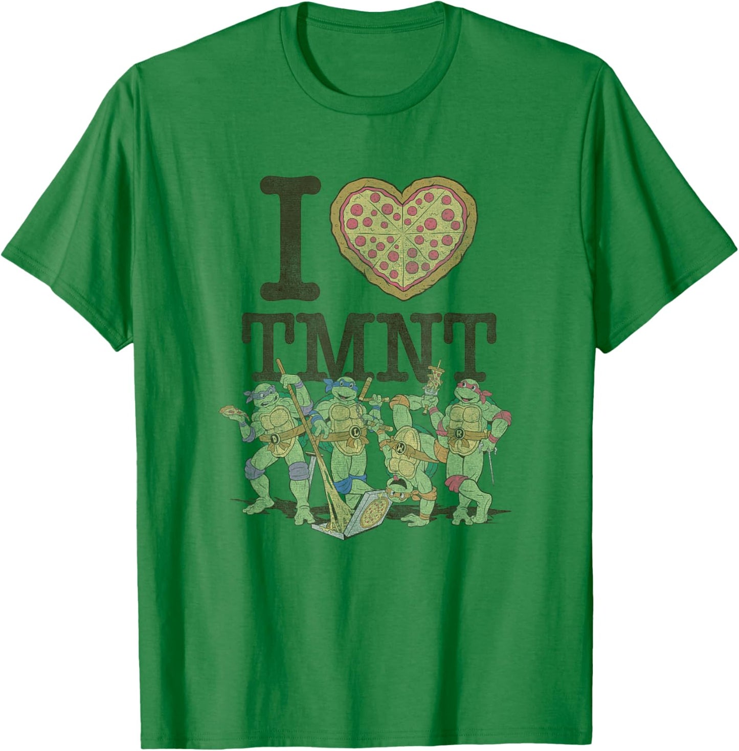 Teenage Mutant Ninja Turtles I Love TMMT Pizza Team Portrait T-Shirt - T-Shirt | Irish Green