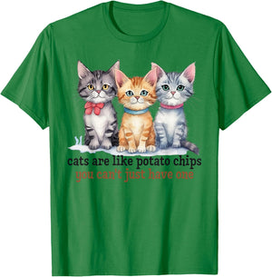 Cats Are Like Potato Chips You Can't Have Just One Pet Owner T-Shirt - T-Shirt | Irish Green