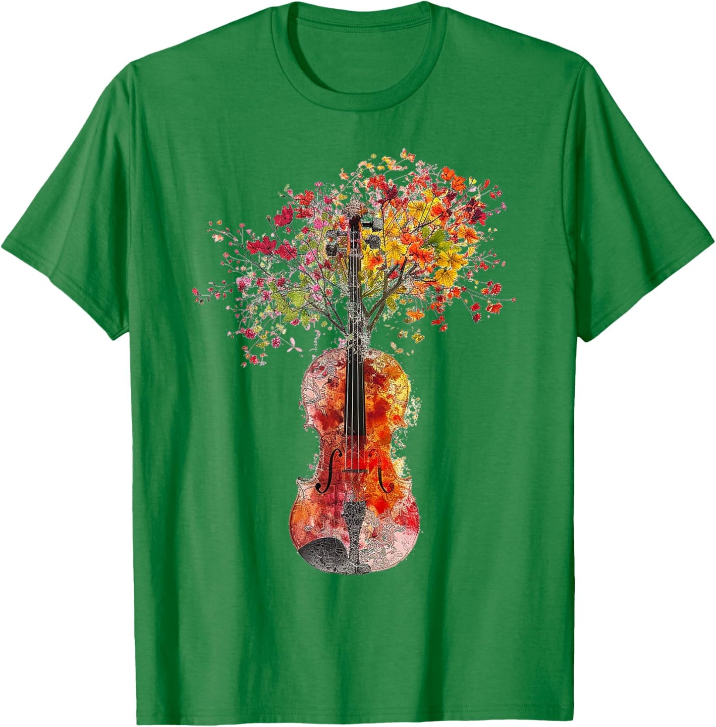 Violin Music Flowers Nature Graphic Violin T-Shirt - T-Shirt | Irish Green