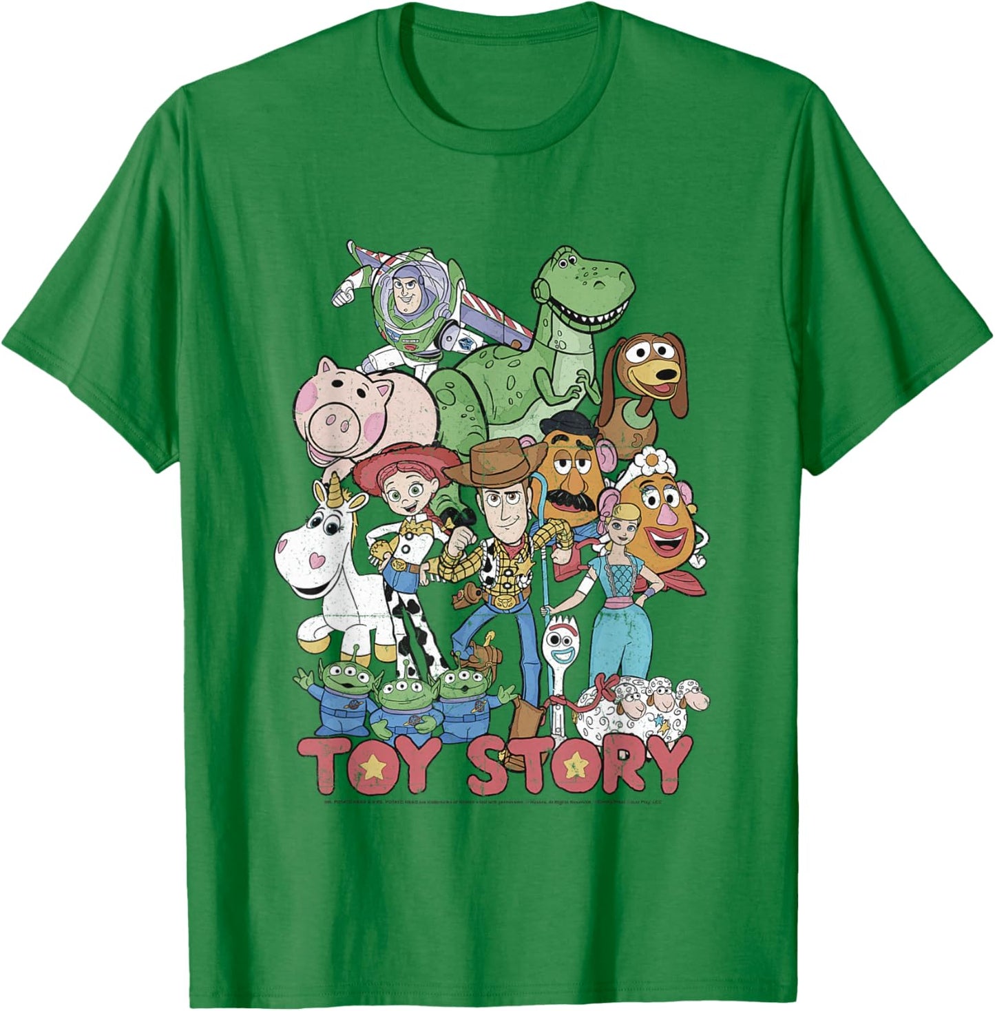 Disney Pixar Toy Story All Stars Distressed Group Shot T-Shirt - T-Shirt | Irish Green