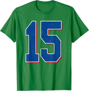 Number 15 Numbered Uniform Sports Team Jersey 15th Birthday T-Shirt - T-Shirt | Irish Green