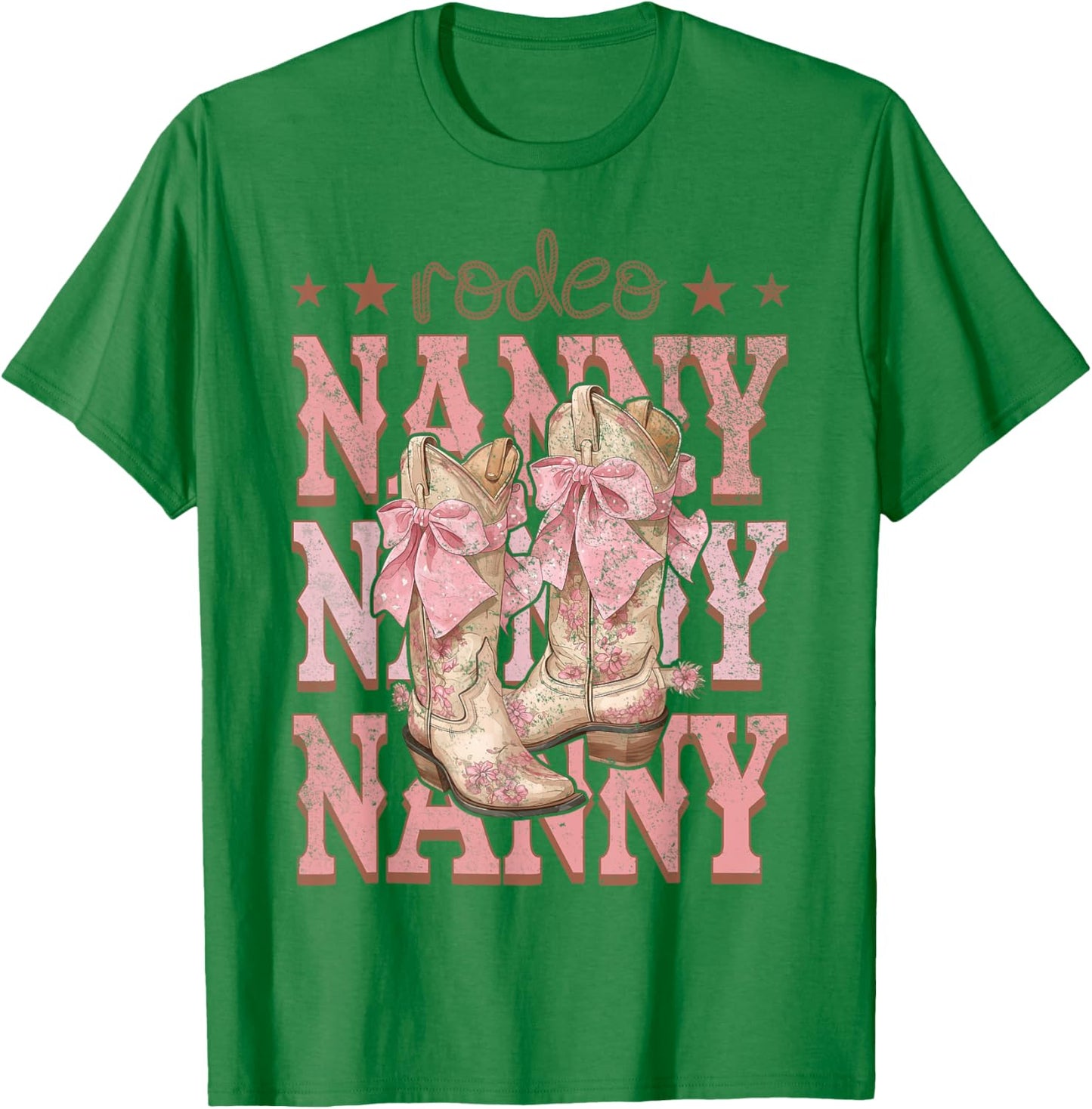 Rodeo Nanny Pink Boots Coquette Cow-Girl Birthday Party T-Shirt - T-Shirt | Irish Green