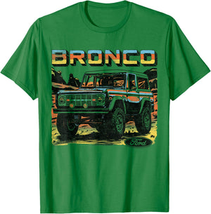 Ford - Bronco SUV Outdoor Desert Mountain Terrain With Logo T-Shirt - T-Shirt | Irish Green