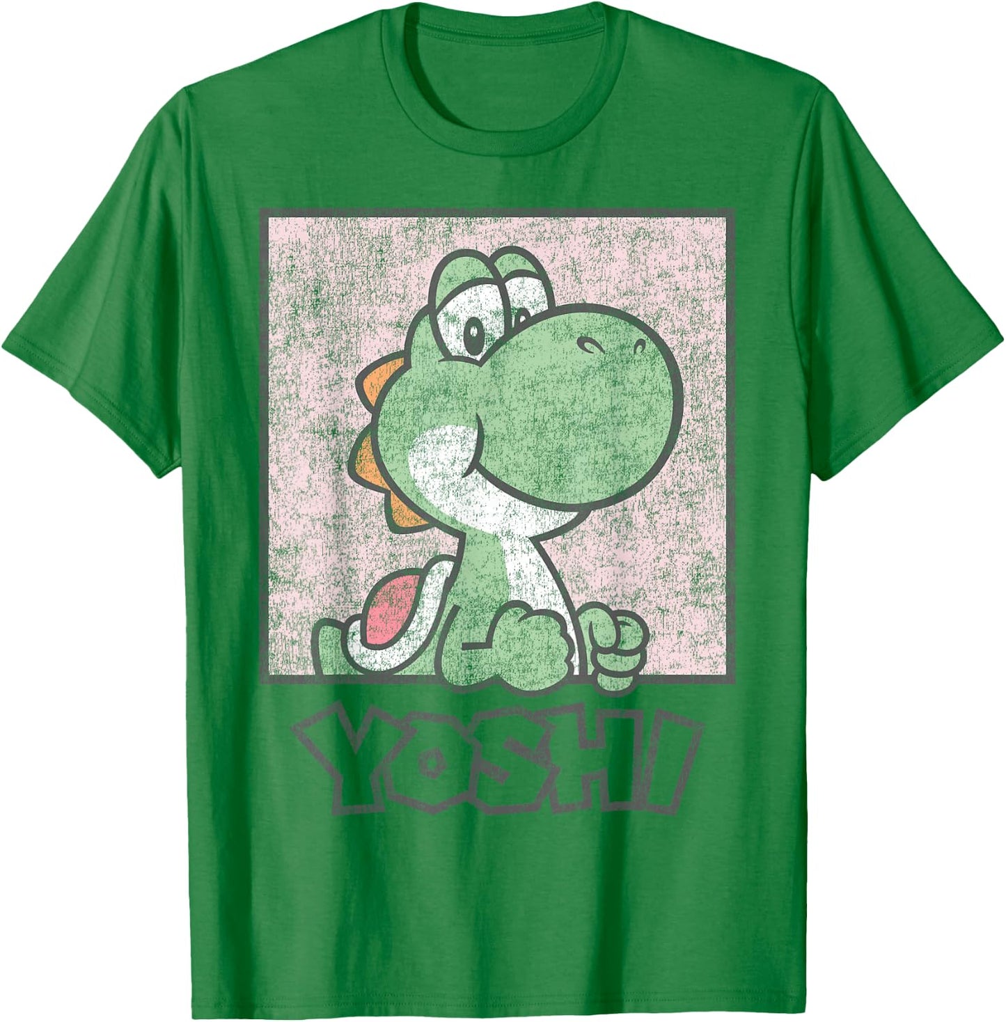 Super Mario Yoshi Simple Faded Pastel Pink Portrait T-Shirt - T-Shirt | Irish Green