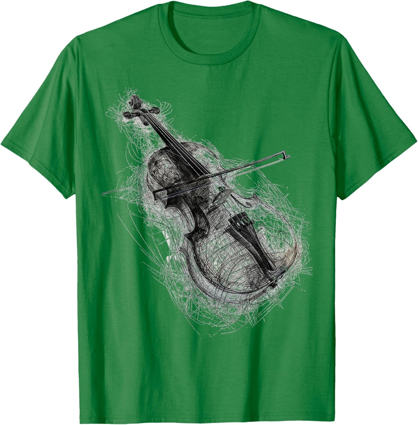 Violin Drawing Art Illustration Abstract Graphic Violin T-Shirt - T-Shirt | Irish Green