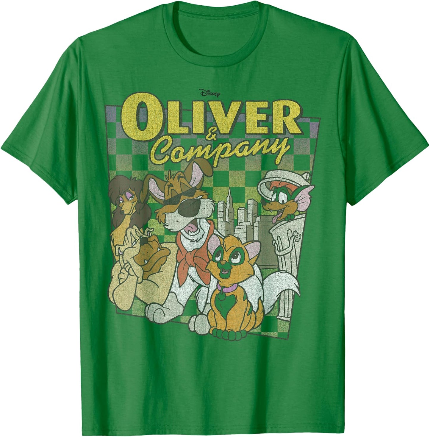 Disney Oliver & Company Checkerboard Poster T-Shirt - T-Shirt | Irish Green