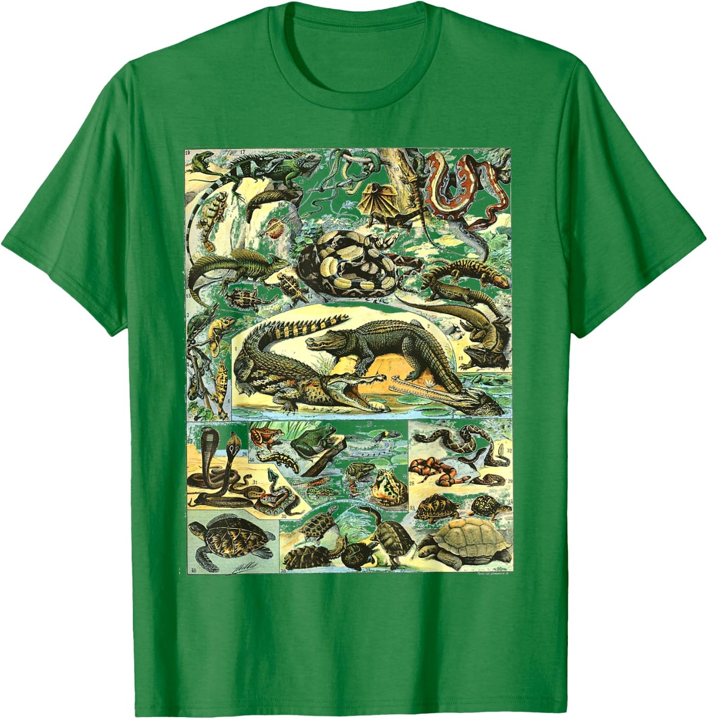 Reptiles Collection Table Turtle Snake Species Vintage T-Shirt - T-Shirt | Irish Green