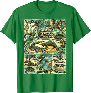 Reptiles Collection Table Turtle Snake Species Vintage T-Shirt - T-Shirt | Irish Green