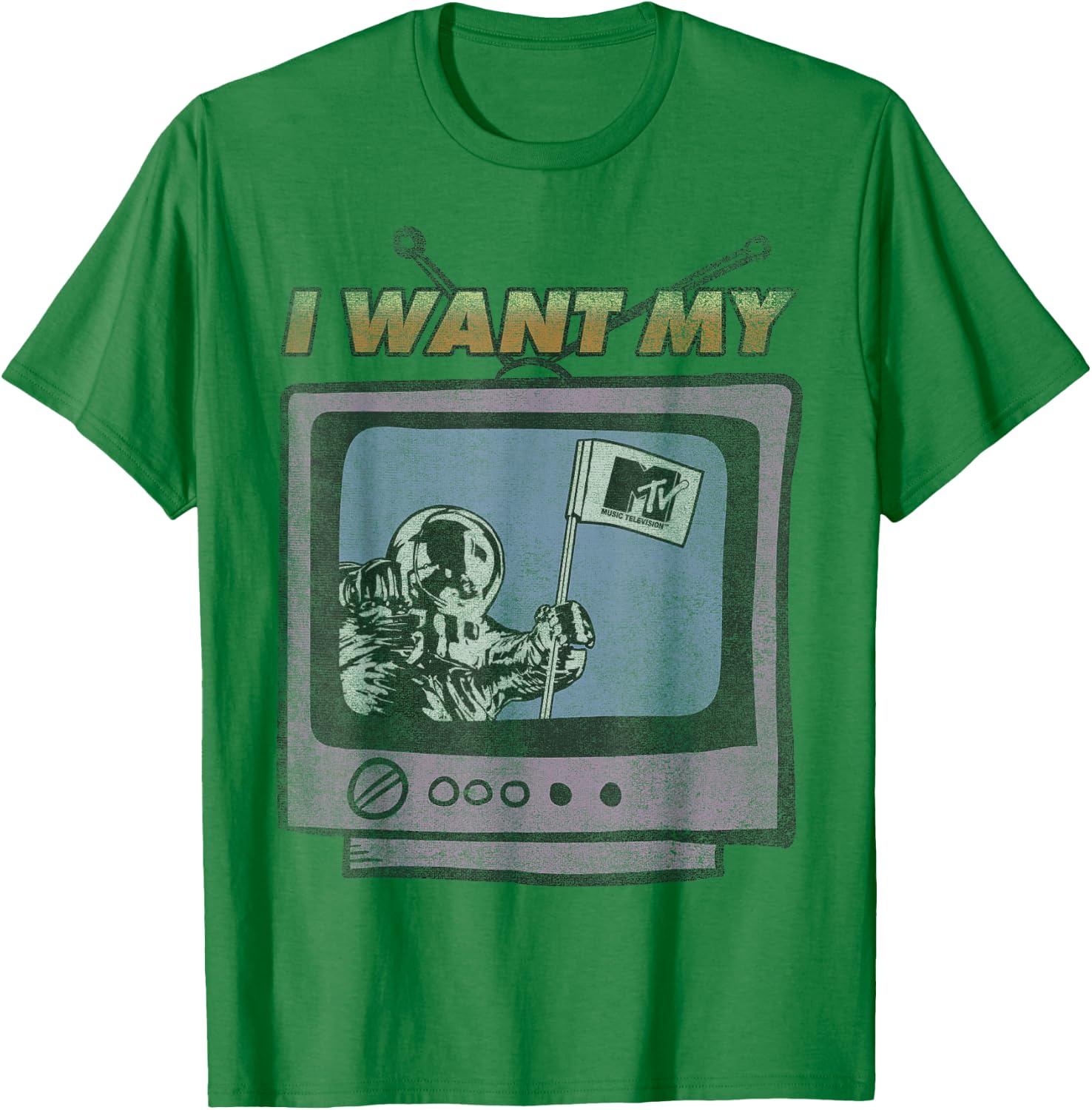 MTV I Want My MTV Moon Man TV Logo T-Shirt - T-Shirt | Irish Green