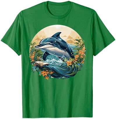 Dolphin Reading Book T-Shirt - T-Shirt | Irish Green