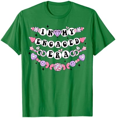In My Engaged Era Disco Friendship Bracelet Mrs Fiance Bride T-Shirt - T-Shirt | Irish Green