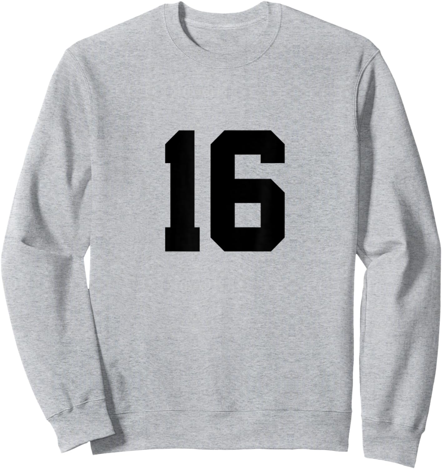 Number 16 (on Front / Back) Sports Team Jersey Number Sweatshirt - Sweatshirt | Ash