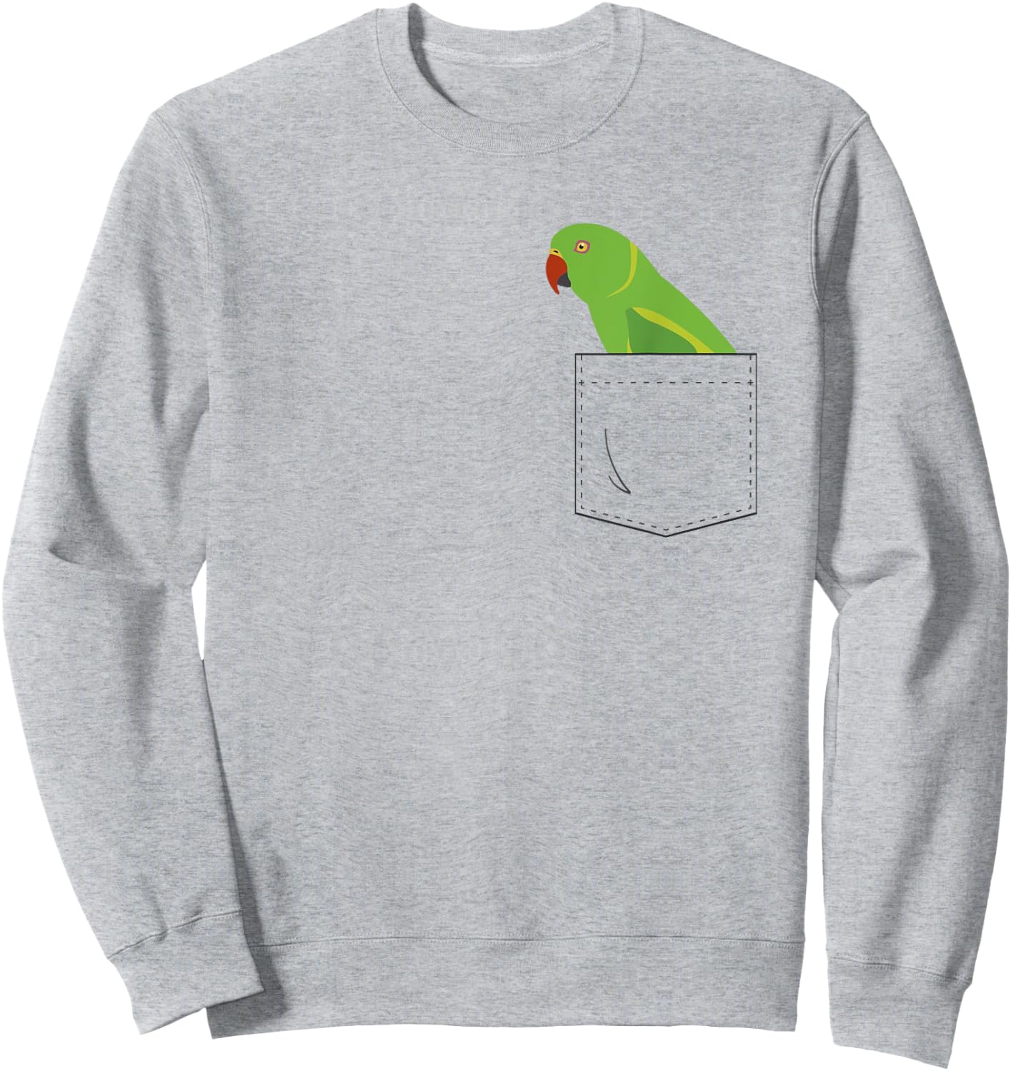 Indian Ringneck Parakeet Parrot Fake Pocket Sweatshirt - Sweatshirt | Ash