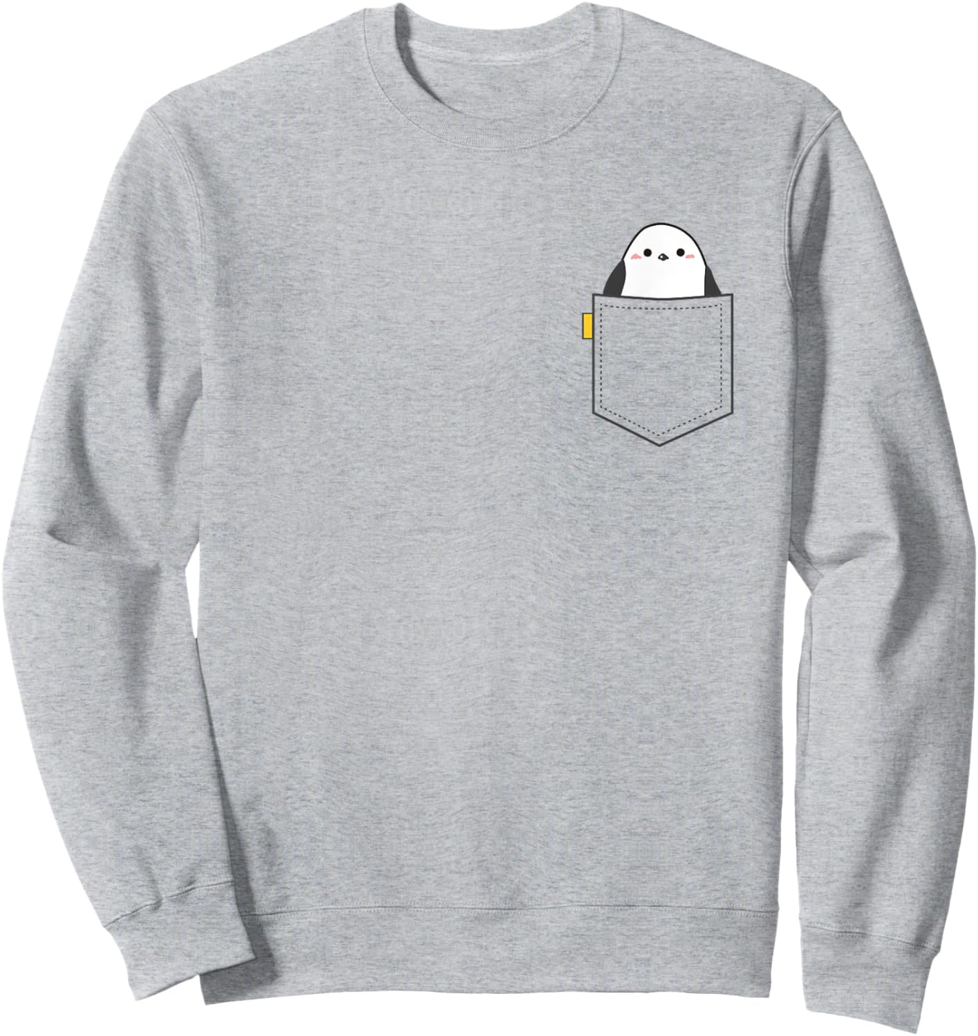 Shimaenaga Bird Wild Bird Hokkaido Snow Fairy Illustration One Point Pocket Design Cute Sweatshirt - Sweatshirt | Ash