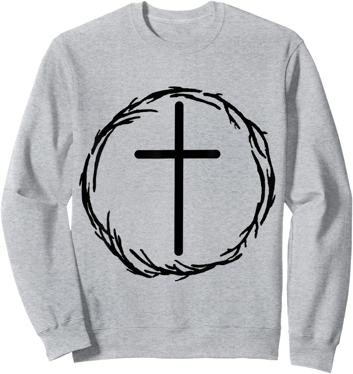 Cross and Crown of Thorns Christian Faith Bible Jesus Christ Sweatshirt - Sweatshirt | Ash