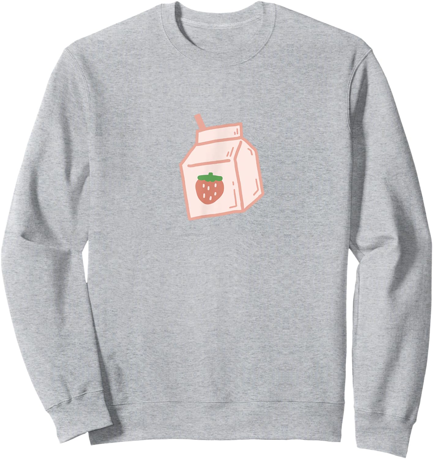 Cute Pink Strawberry Milk Carton Minimal Kawaii Aesthetic Sweatshirt - Sweatshirt | Ash