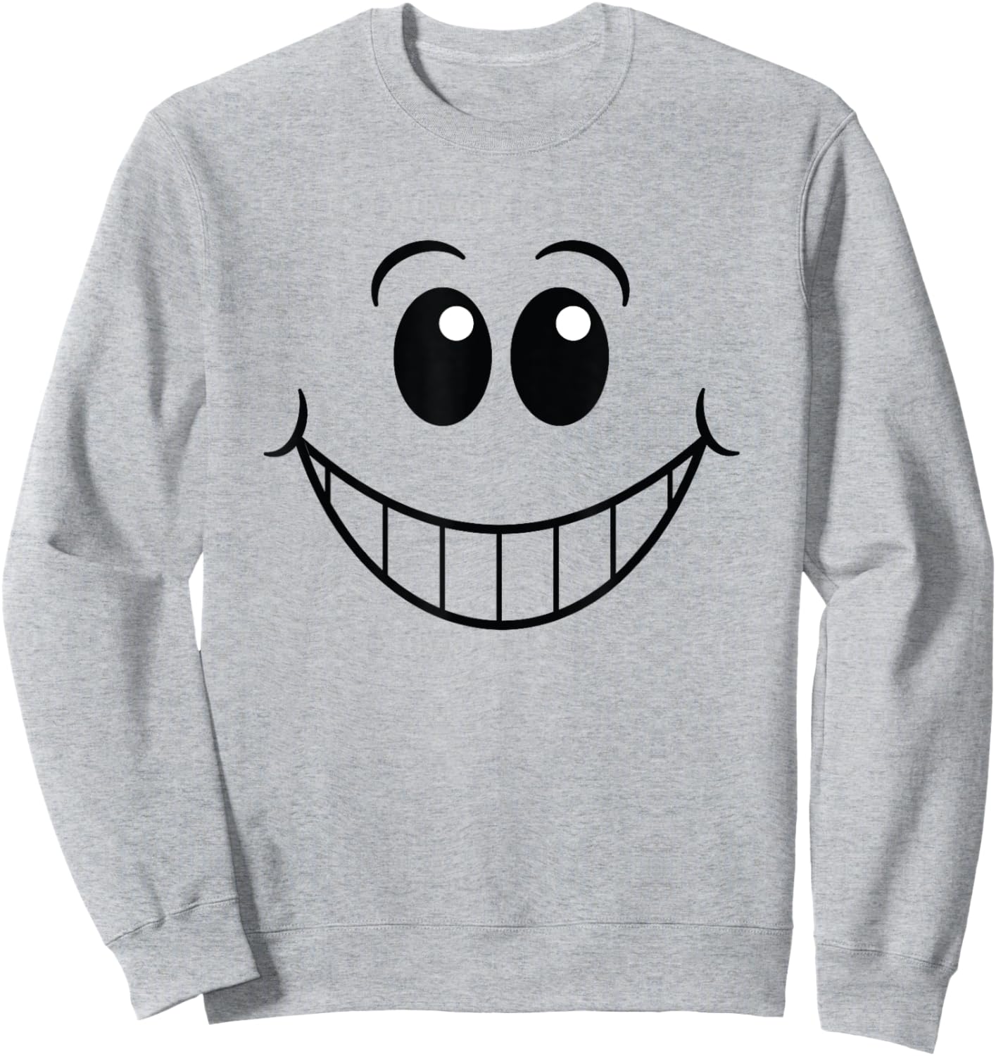 Funny Smiling Emoticon Men Women Happy Face Smile Sweatshirt - Sweatshirt | Ash