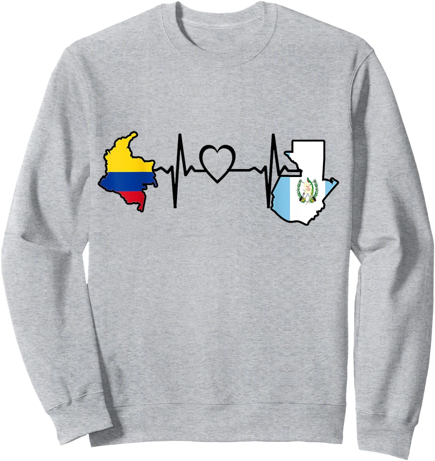 Guatemala Colombia Flag Guatemalan Colombian Heartbeat Sweatshirt - Sweatshirt | Ash