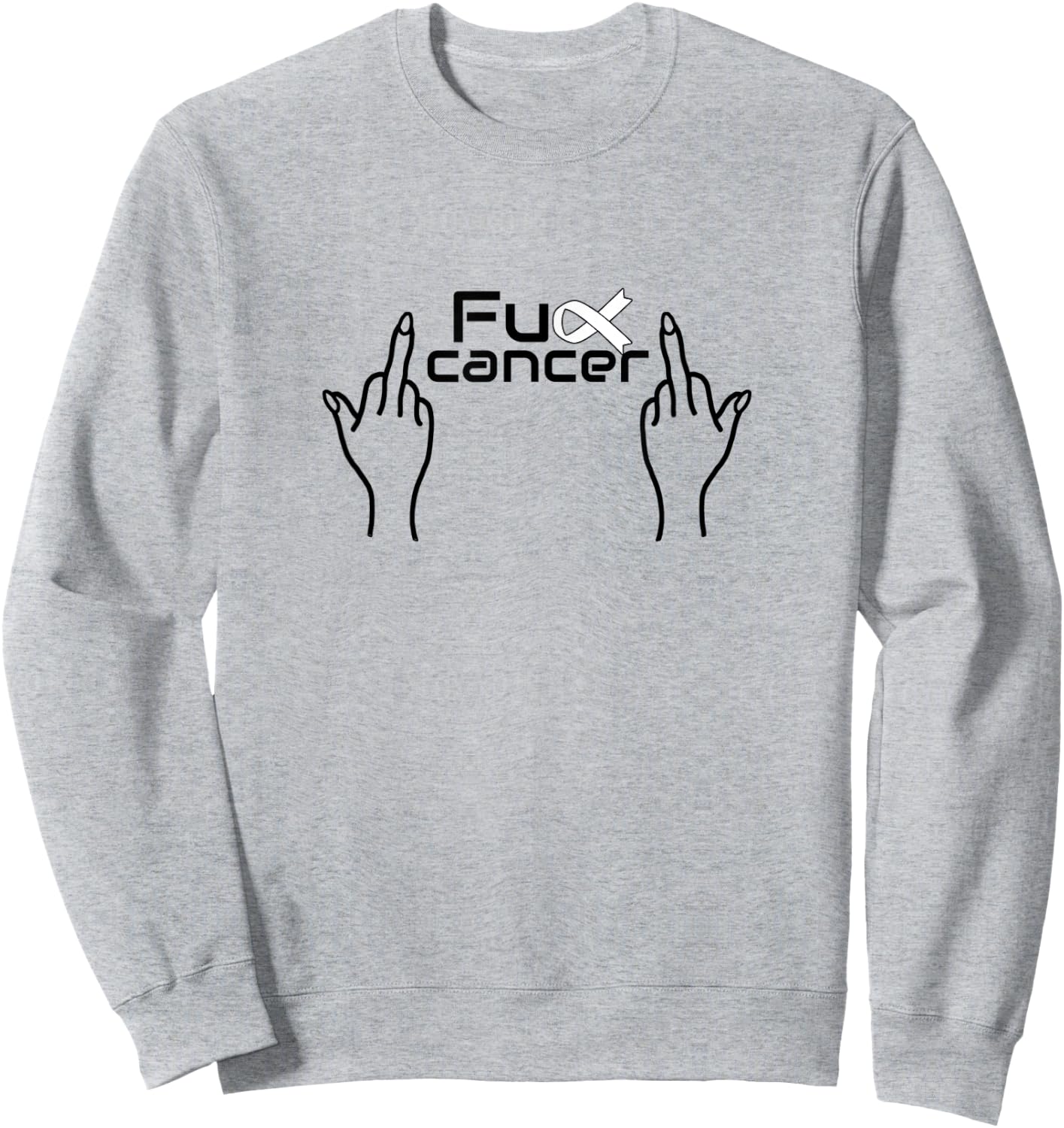 Fuck cancer / cancer white ribbon / lung cancer Sweatshirt - Sweatshirt | Ash