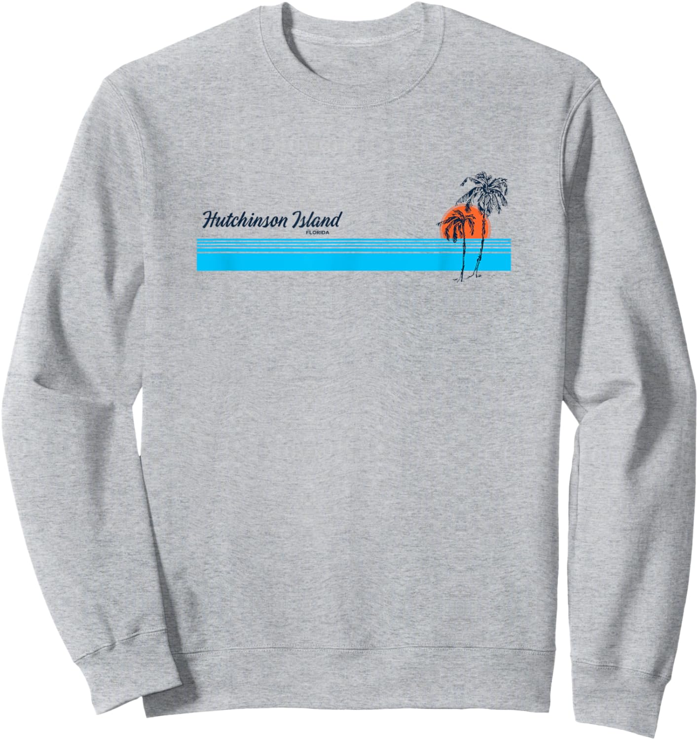 Hutchinson Island Vintage 70s Palm Trees Design Sweatshirt - Sweatshirt | Ash