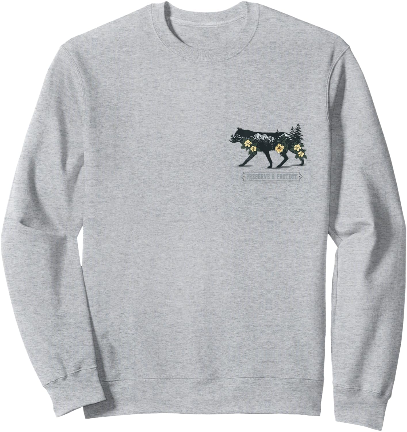 Classic National Park Adventure - Wolf - Preserve & Protect Sweatshirt - Sweatshirt | Ash