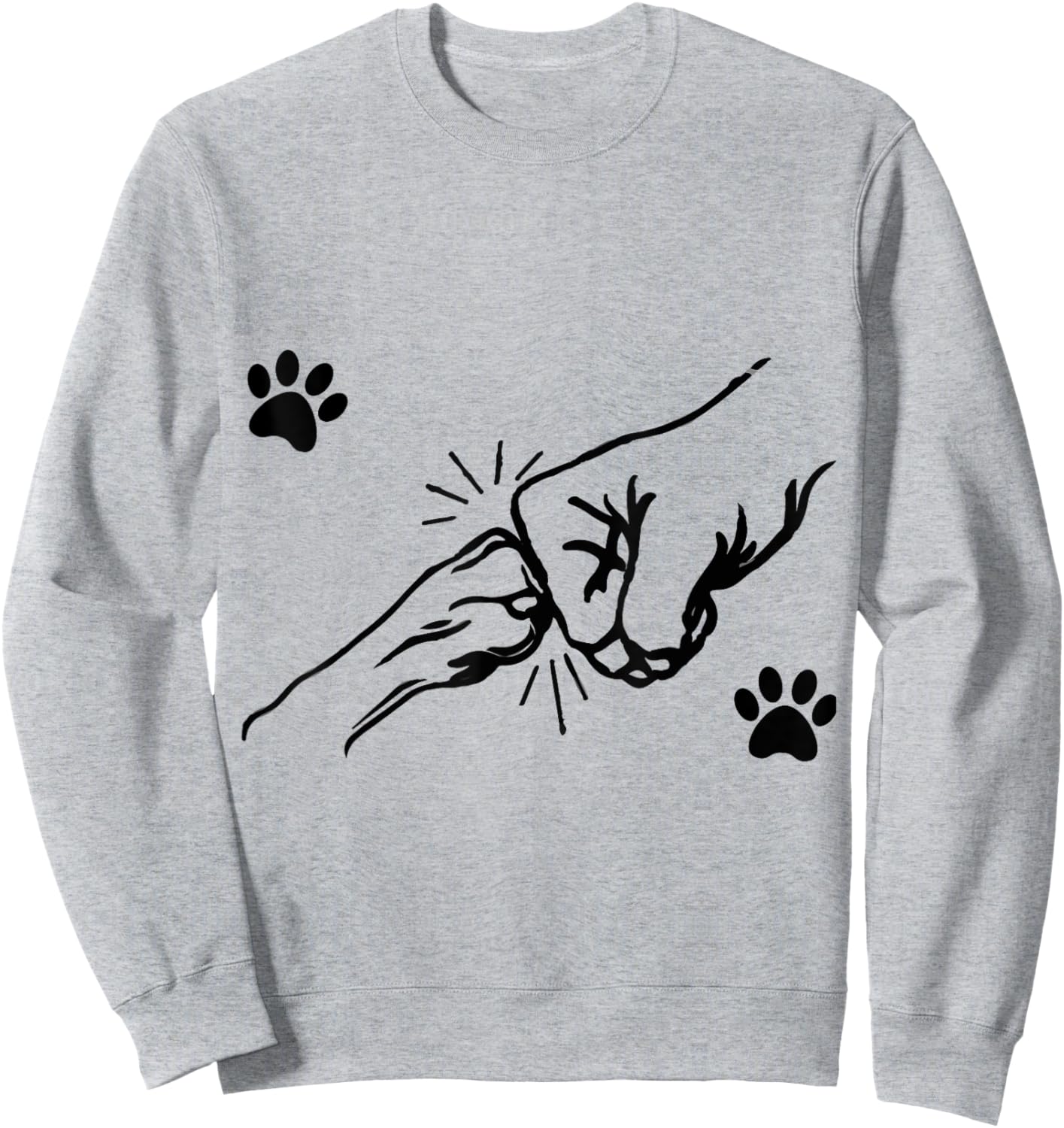Dog Paw Fist Bump Best Friend Pet Designs Women Dog Lovers Grey Small Modern Graphic Sweatshirt - Sweatshirt | Ash