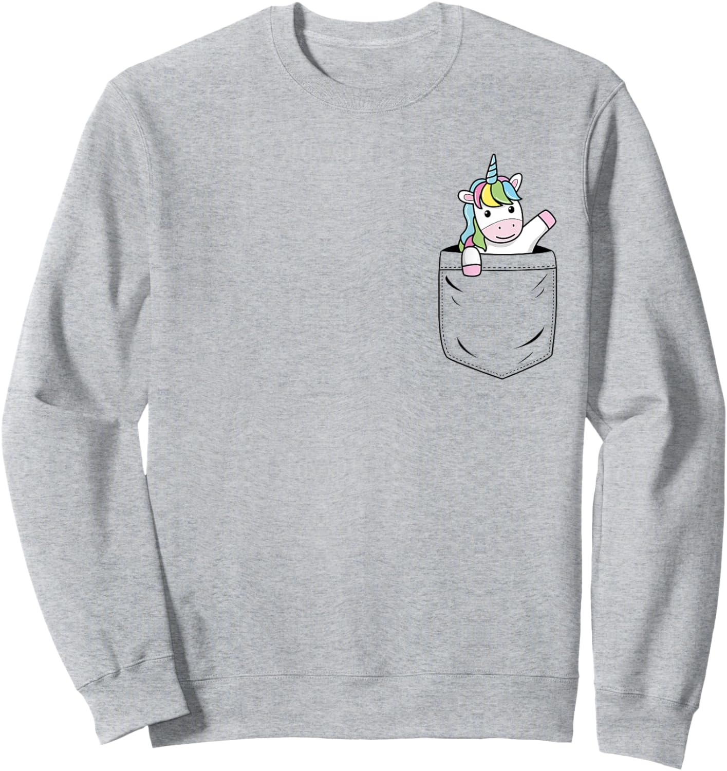 Unicorn Lovers Cute Funny Unicorn In Pocket Sweatshirt - Sweatshirt | Ash