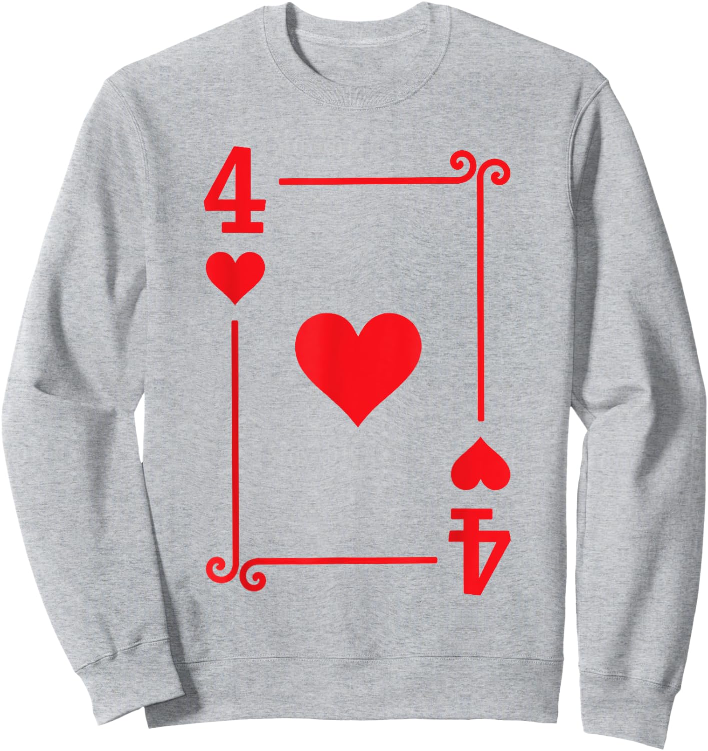 Playing Card Costume - 4 Hearts Card - Four Card Sweatshirt - Sweatshirt | Ash