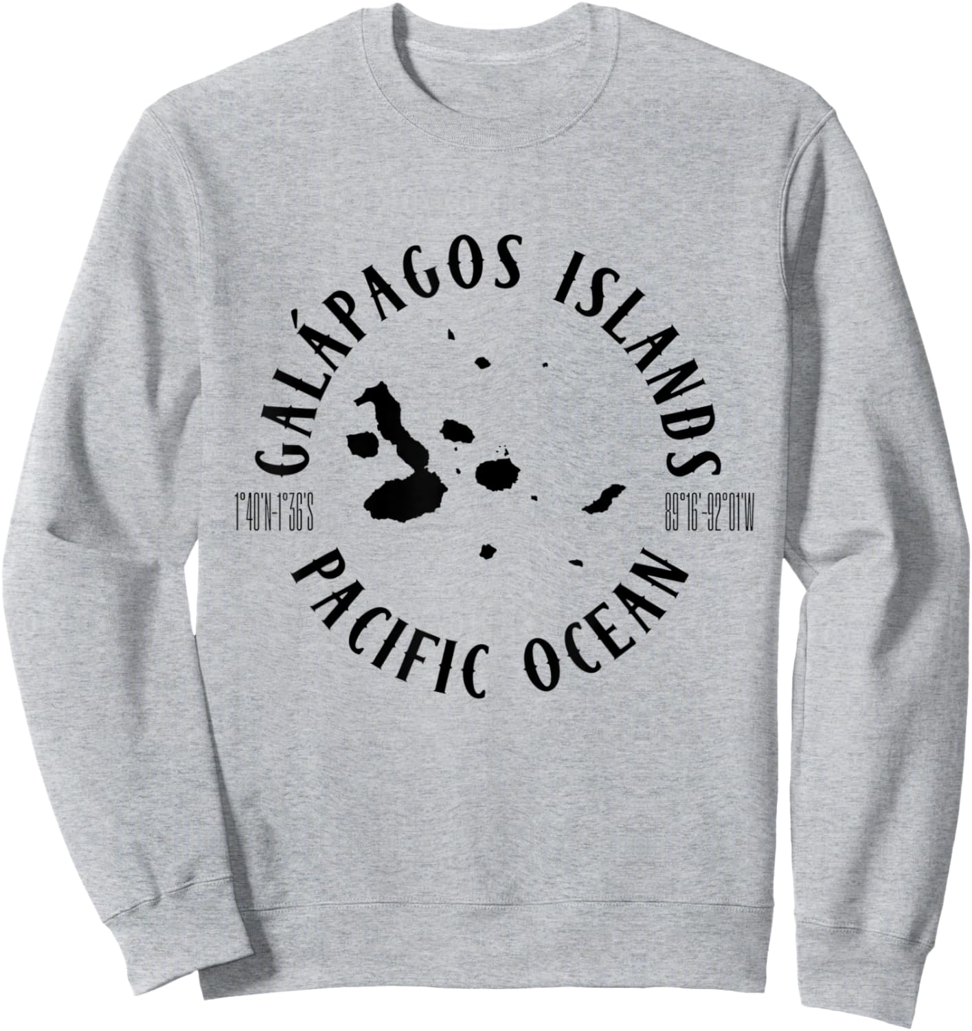 Galapagos Islands Ecuador With Map And Coordinates Graphic Sweatshirt - Sweatshirt | Ash