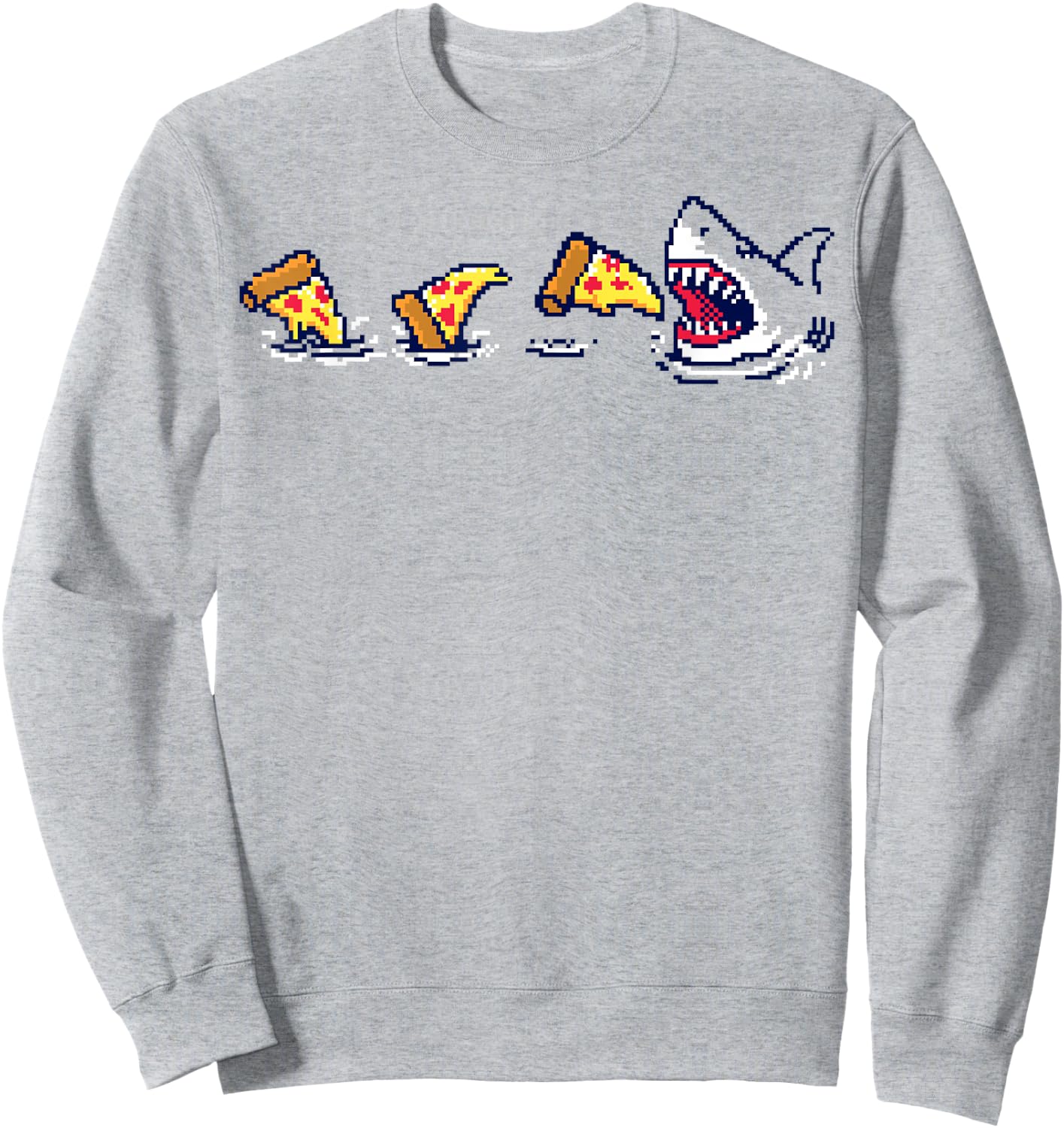 Pizza Shark 8-Bit Sweatshirt - Sweatshirt | Ash