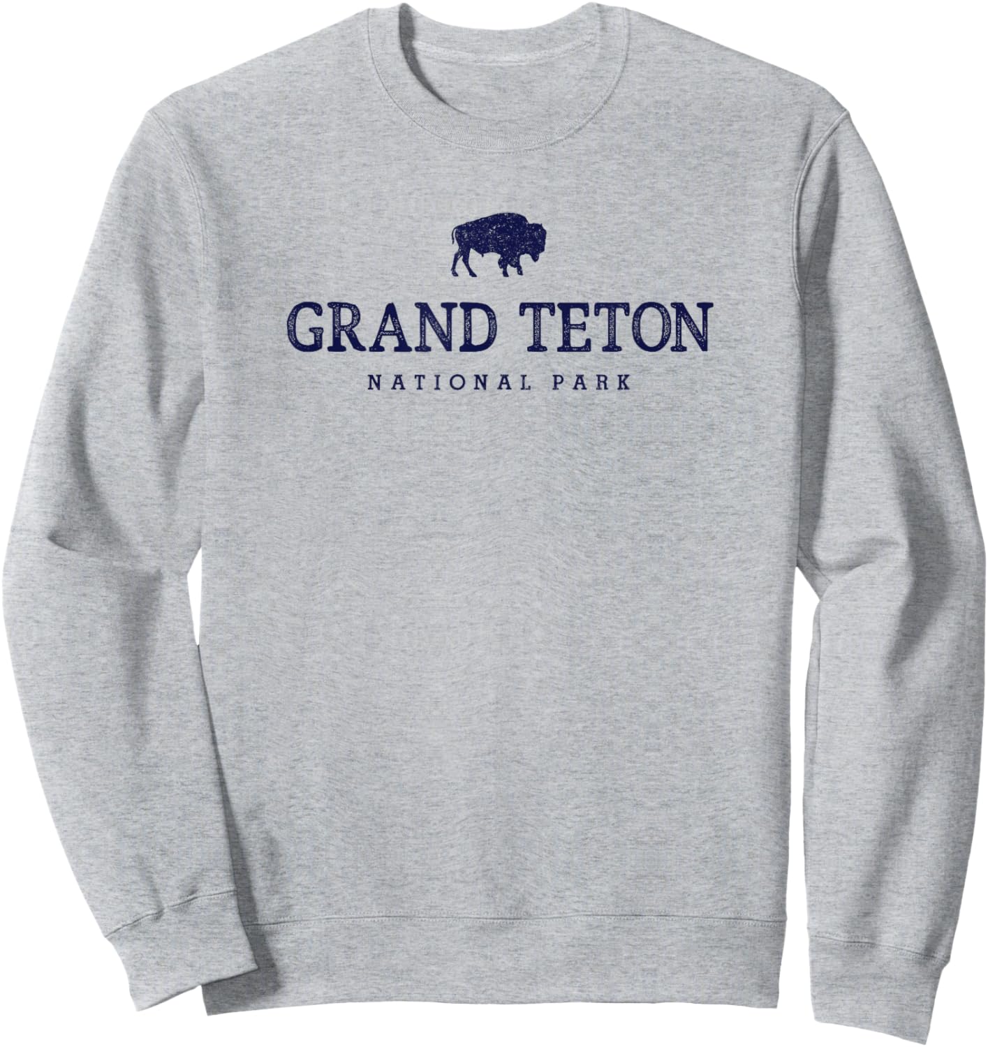 Grand Teton National Park Bison Vintage Hiking Souvenir Sweatshirt - Sweatshirt | Ash