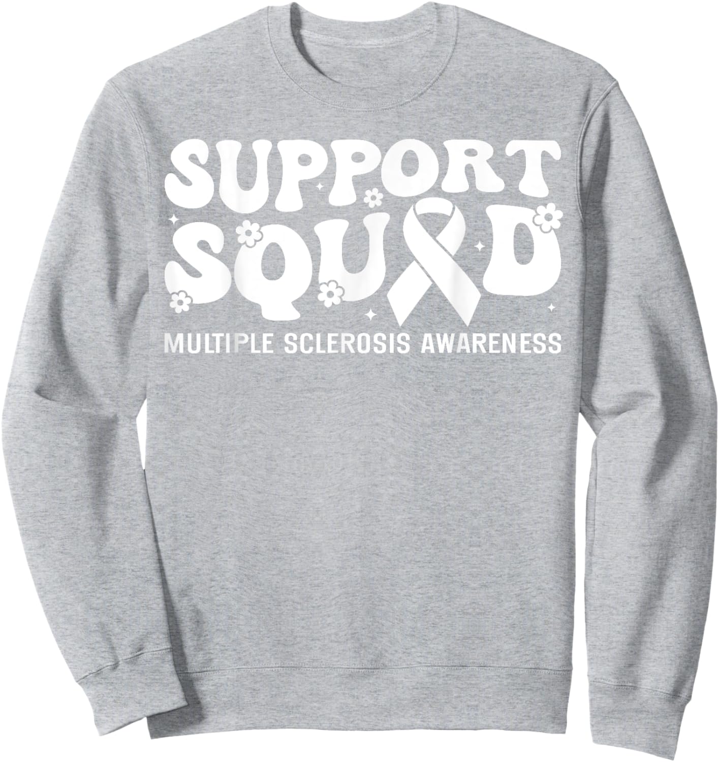Support Squad MS Multiple Sclerosis Awareness Groovy Sweatshirt - Sweatshirt | Ash