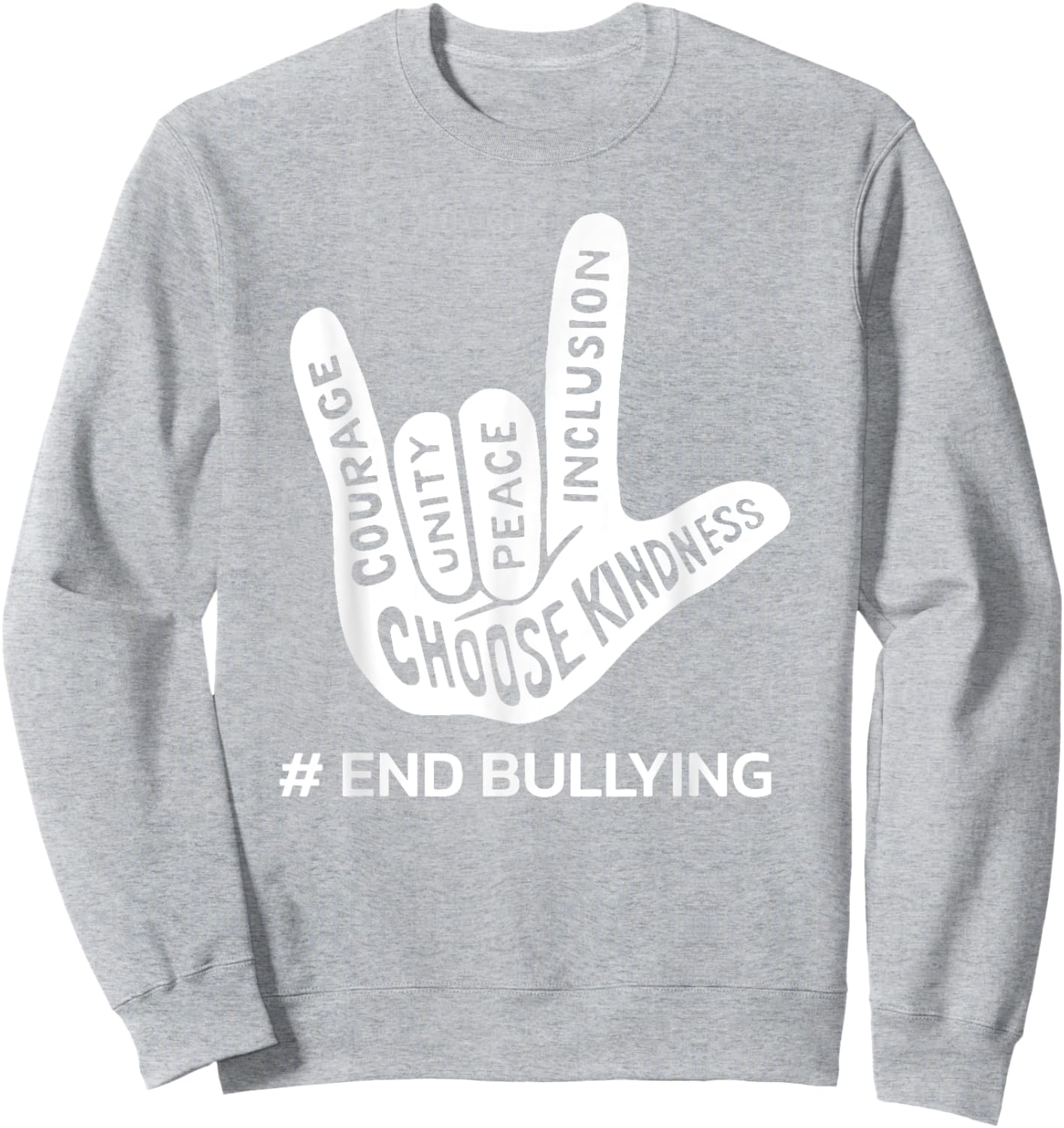 Unity Day Orange Anti Bullying Peace Love Sign Language Sweatshirt - Sweatshirt | Ash