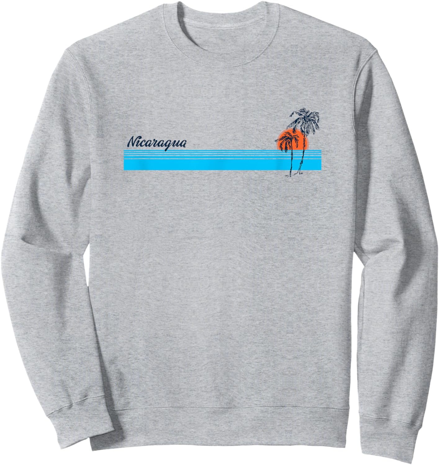 Nicaragua Vintage 70s Palm Trees Design Sweatshirt - Sweatshirt | Ash