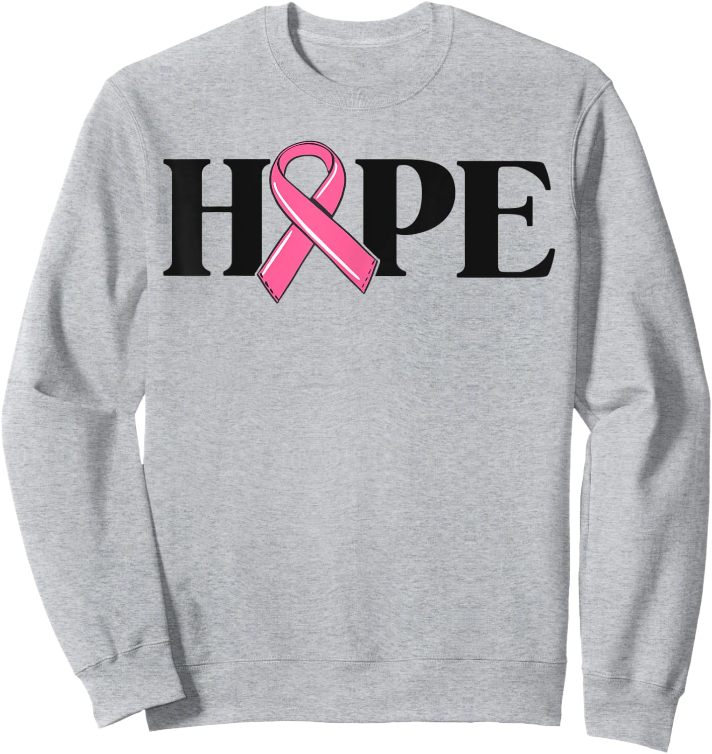 Hope Breast Cancer Shirts Gift Ribbon Awareness Sweatshirt - Sweatshirt | Ash