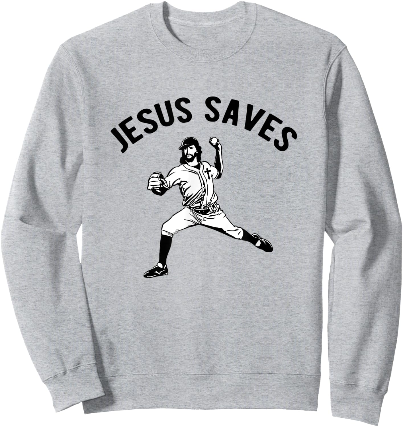 Jesus Saves Baseball pitcher Sweatshirt - Sweatshirt | Ash