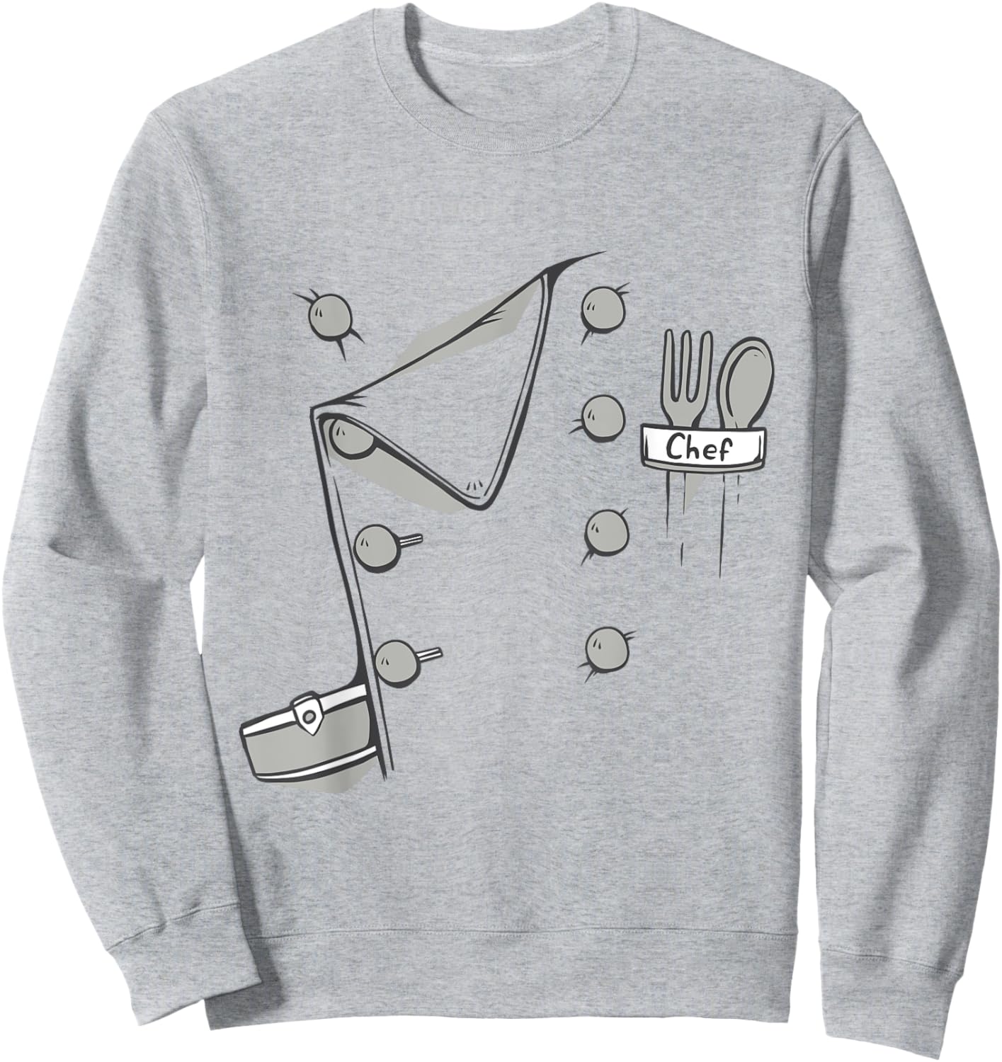 White Chef Coat Costume Easy Funny Cook Halloween Graphic Sweatshirt - Sweatshirt | Ash