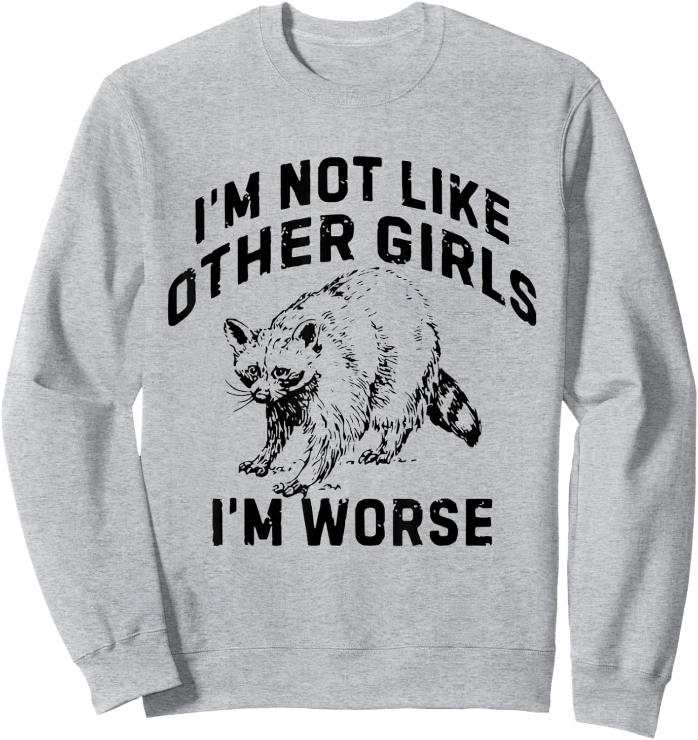 I'm Not Like Other Girls I'm Worse Funny Sarcastic Racoon Sweatshirt - Sweatshirt | Ash