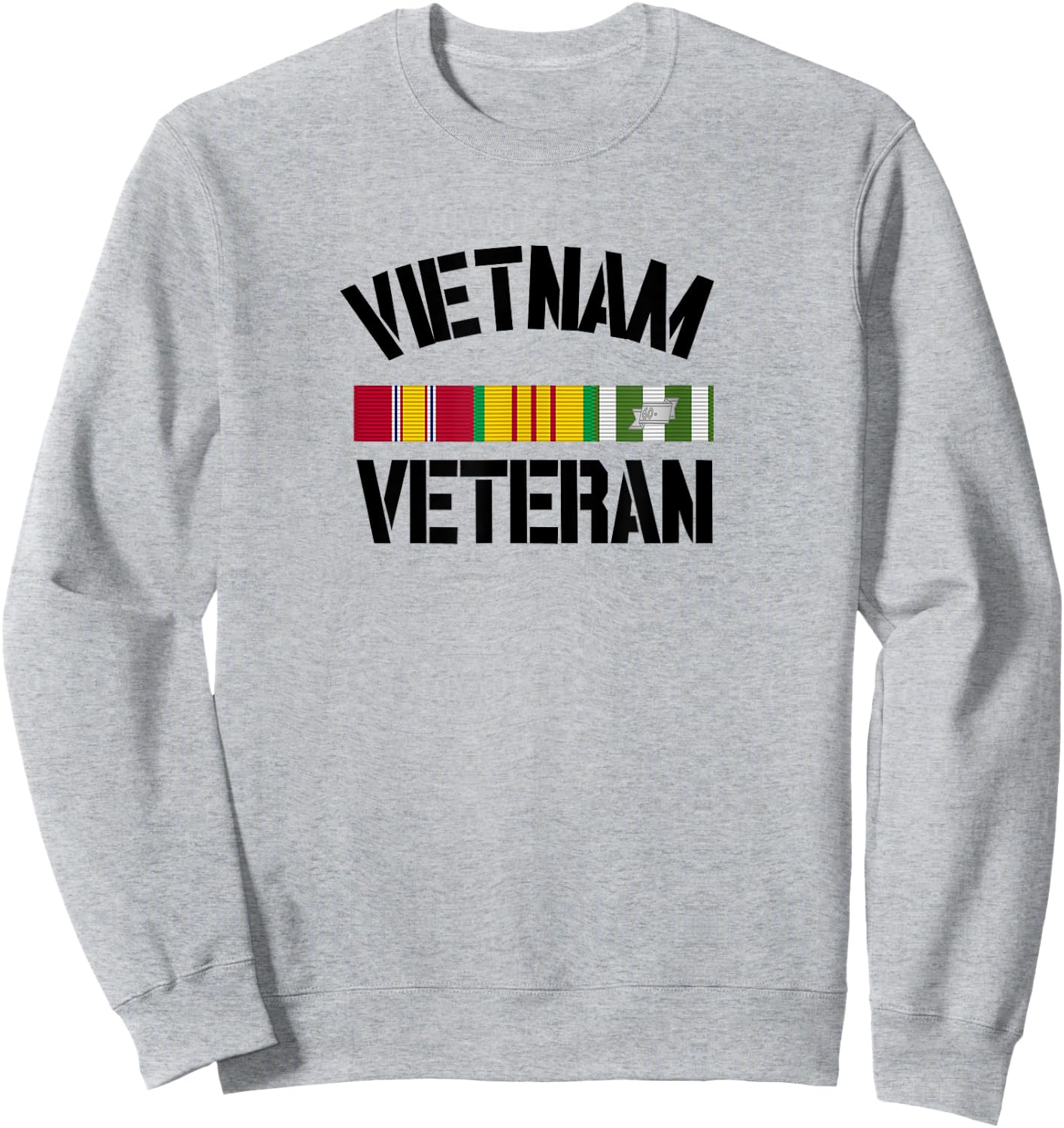Patriotic American Creations by Revinct Designs Vietnam Veteran Pride Service Ribbon - Men's Grey Classic Fit Short Sleeve - Size Small Sweatshirt - Sweatshirt | Ash