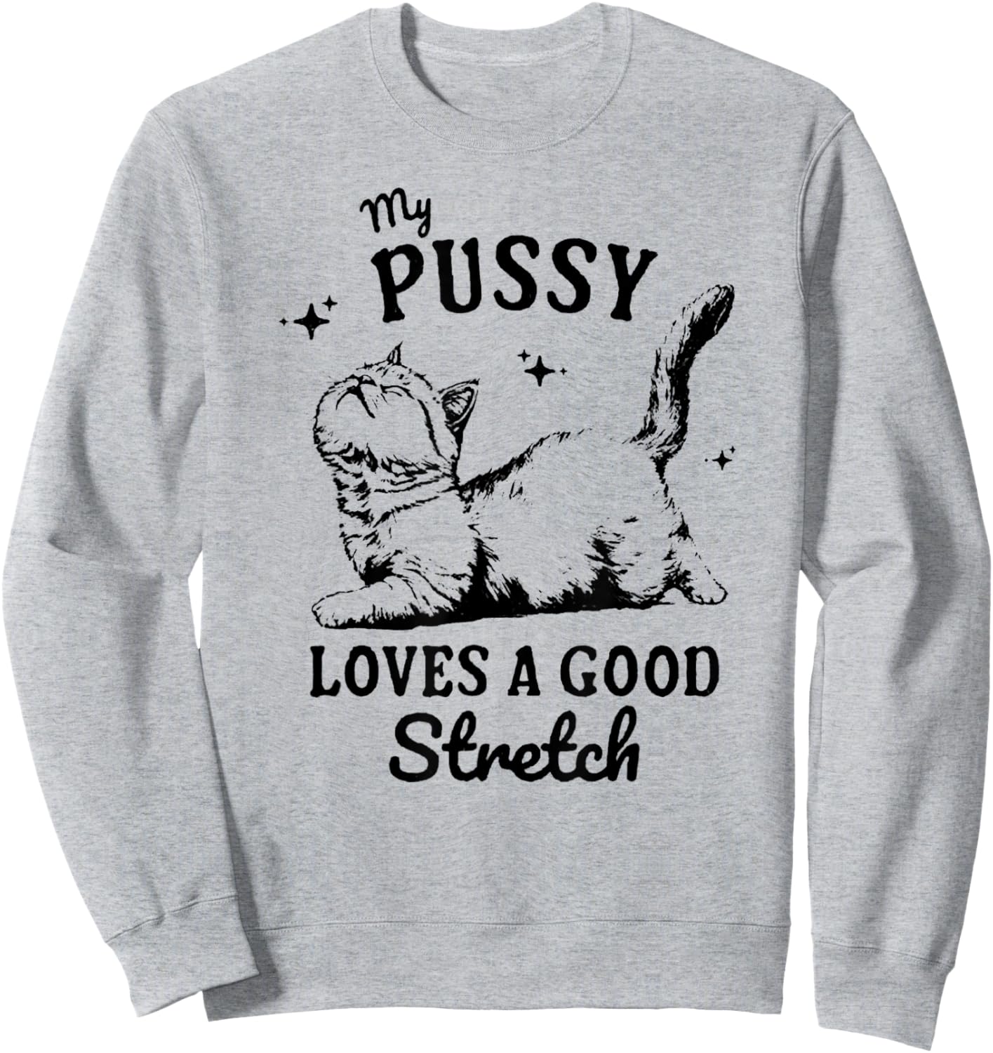 My Pussy Love A Good Stretch, Funny Raunchy Cat, Funny Meme Sweatshirt - Sweatshirt | Ash