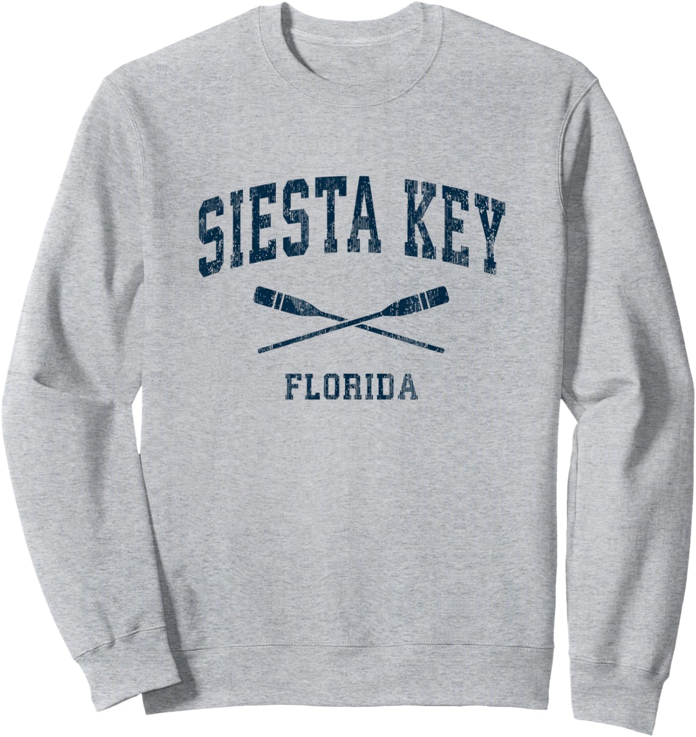 Siesta Key Florida Vintage Nautical Paddles Sports Oars Sweatshirt - Sweatshirt | Ash