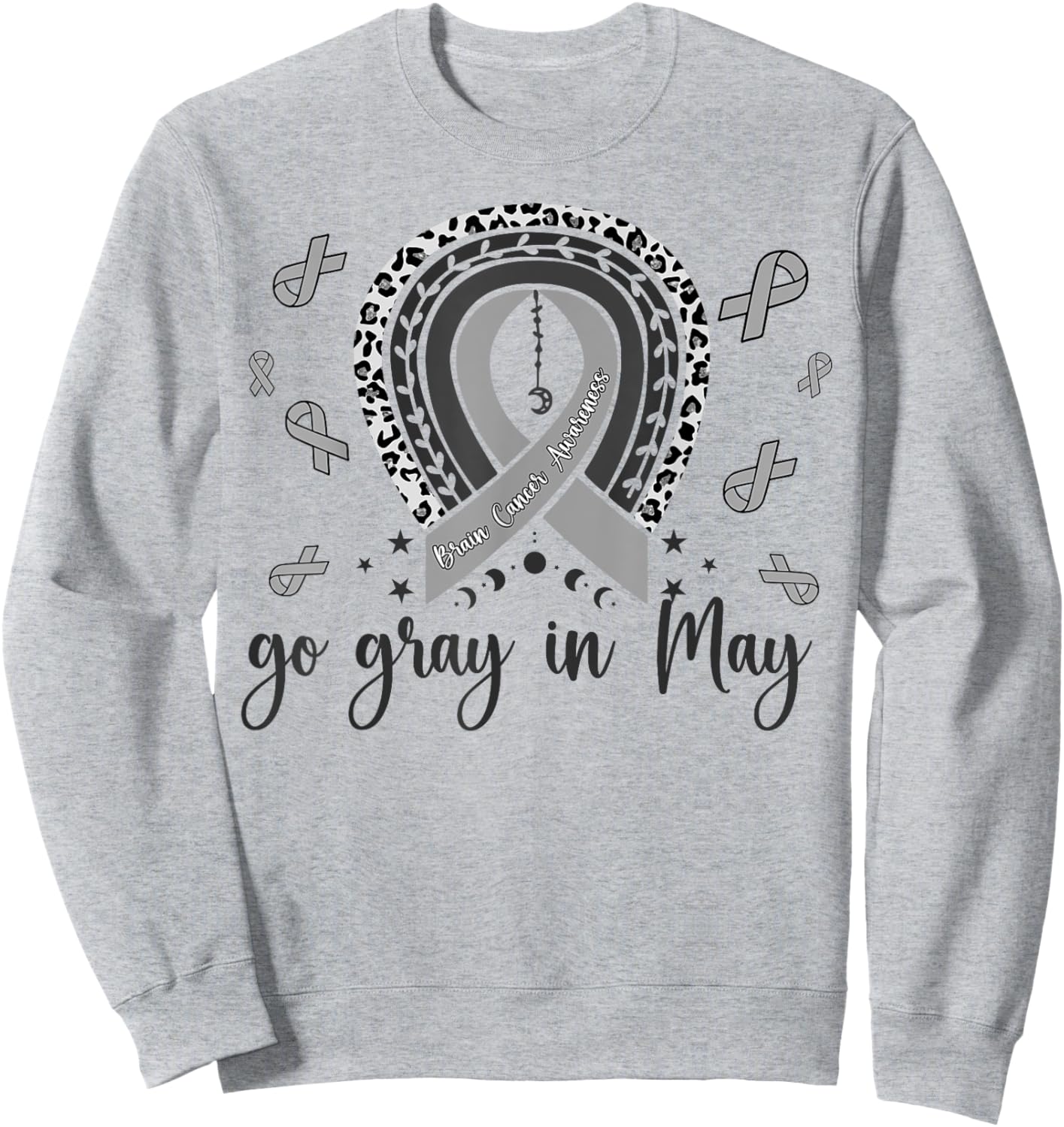 Go Gray In May Brain Cancer Awareness Rainbow Ribbon Sweatshirt - Sweatshirt | Ash