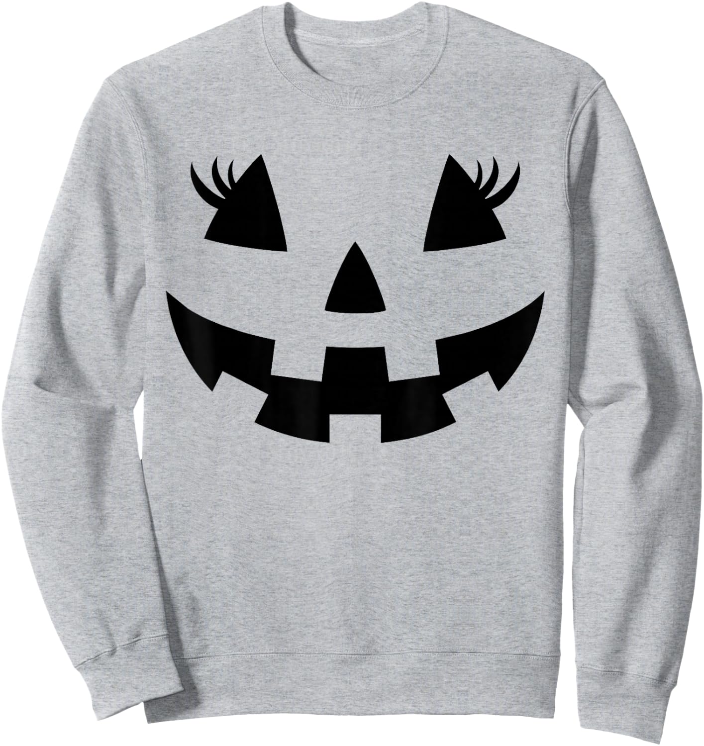 Jack O Lantern Face Pumpkin Eyelashes Hallowen Costume Funny Sweatshirt - Sweatshirt | Ash