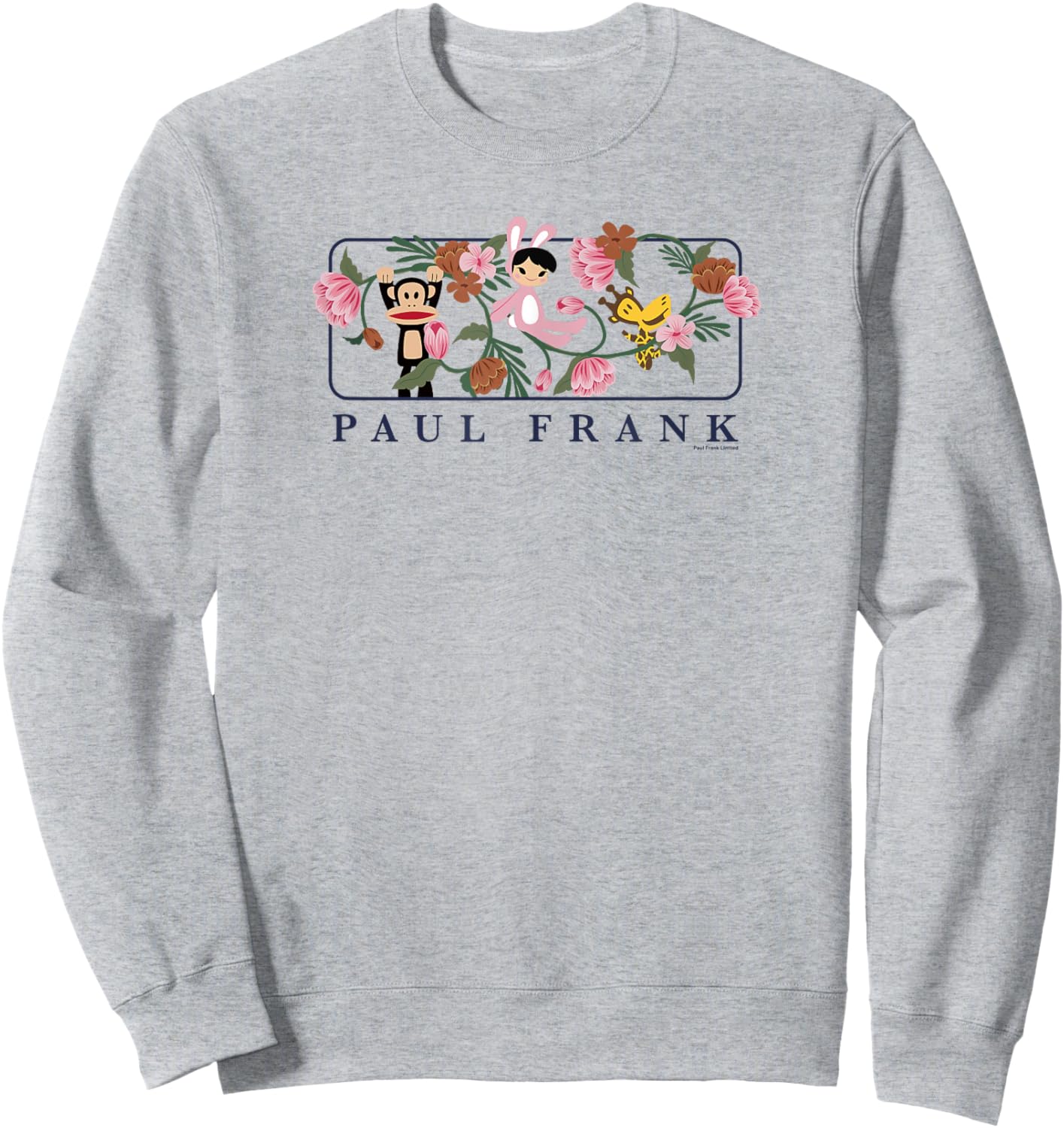 Paul Frank Julius & Bunny Girl Groovy Retro Floral Spring Sweatshirt - Sweatshirt | Ash