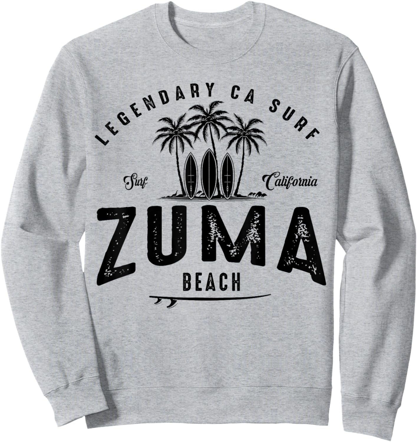 THREE VINTAGE SURFBOARDS AND PALMS - Zuma Beach Sweatshirt - Sweatshirt | Ash